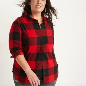 Old Navy Flannel No-Peek Shirt - 3X, red & black